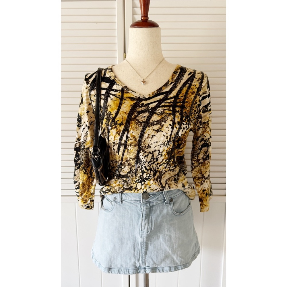 Spartelle Sequin Animal Print Blouse Shirt